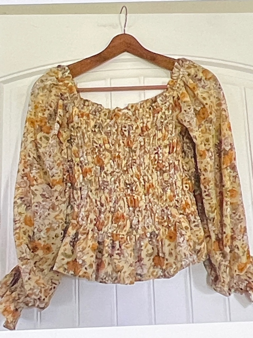 Entro Smocked Ditsy Floral top